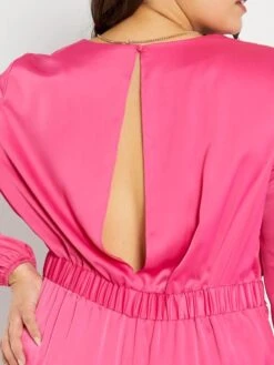 Mono Satinado Cuello De Pico - Rosa Indio -Zalaris Tienda mono satinado cuello de pico rosa indio zn839 1 frb6