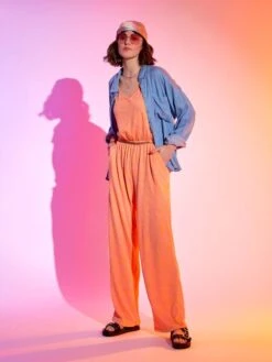 Mono Vaporoso Estampado - NARANJA -Zalaris Tienda mono vaporoso estampado naranja zs947 1 frb3