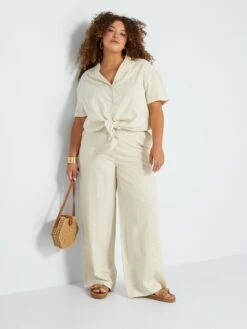 Pantalón Ancho - BEIGE -Zalaris Tienda pantalon ancho beige alz68 1 frb3