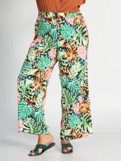 Pantalón Ancho Con Estampado De Maxiflores - HOJA DE CÁLCULO -Zalaris Tienda pantalon ancho con estampado de maxiflores hoja de calculo atr67 1 frb3