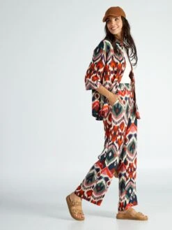 Pantalón Ancho Con Estampado Ikat 'JDY' - Estampado Ikat