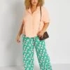 Pantalón Ancho Con Estampado - VERDE