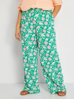 Pantalón Ancho Con Estampado - VERDE -Zalaris Tienda pantalon ancho con estampado verde zs782 1 frb2