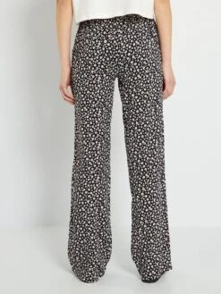 Pantalón Ancho Cropped Con Motivos - NEGRO -Zalaris Tienda pantalon ancho cropped con motivos negro zn631 1 frb3