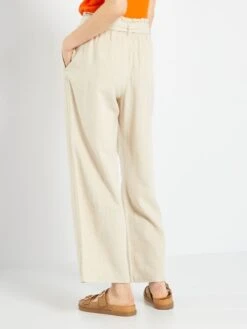 Pantalón Ancho De Lino 'JDY' - Beige -Zalaris Tienda pantalon ancho de lino jdy beige abw32 1 frb3