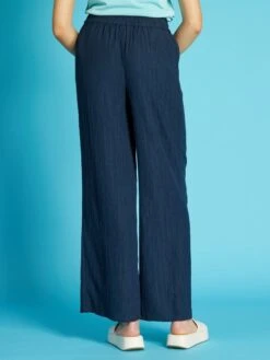 Pantalón Ancho De Punto Con Relieve - Azul Oscuro -Zalaris Tienda pantalon ancho de punto con relieve azul oscuro anc95 1 frb3