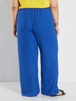 Pantalón Ancho De Punto De Crepé - AZUL -Zalaris Tienda pantalon ancho de punto de crepe azul awf35 1 frb3