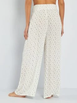 Pantalón Ancho De Punto De Crepé Estampado - BLANCO -Zalaris Tienda pantalon ancho de punto de crepe estampado blanco ahq31 1 frb4