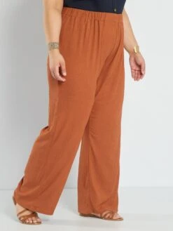 Pantalón Ancho De Punto De Crepé - MARRON -Zalaris Tienda pantalon ancho de punto de crepe marron awf35 2 frb3
