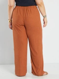 Pantalón Ancho De Punto De Crepé - MARRON -Zalaris Tienda pantalon ancho de punto de crepe marron awf35 2 frb4