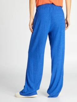 Pantalón Ancho De Punto Gofrado - AZUL -Zalaris Tienda pantalon ancho de punto gofrado azul awd41 1 frb3