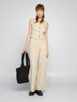 Pantalón Ancho De Rayas - RAYAS BEIS