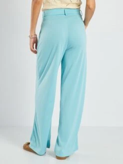 Pantalón Ancho De Talle Alto - AZUL -Zalaris Tienda pantalon ancho de talle alto azul zs946 1 frb3