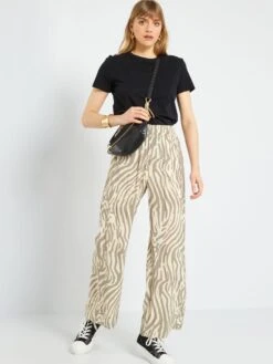 Pantalón Ancho De Talle Alto 'JDY' - KAKI