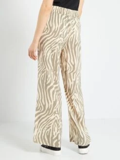 Pantalón Ancho De Talle Alto 'JDY' - KAKI -Zalaris Tienda pantalon ancho de talle alto jdy kaki aim26 1 frb3