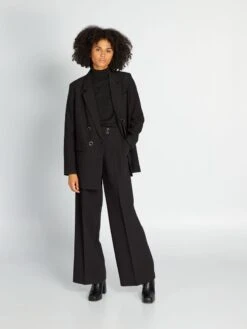 Pantalón Ancho De Tiro Alto - Negro