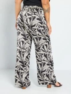 Pantalón Ancho Estampado - NEGRO -Zalaris Tienda pantalon ancho estampado negro aet70 1 frb3