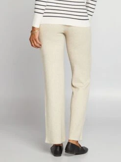 Pantalón Ancho Premamá De Punto De Canalé - BEIGE -Zalaris Tienda pantalon ancho premama de punto de canale beige ajo65 1 frb3