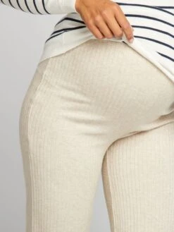 Pantalón Ancho Premamá De Punto De Canalé - BEIGE -Zalaris Tienda pantalon ancho premama de punto de canale beige ajo65 1 frb4