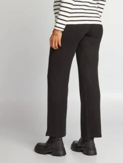 Pantalón Ancho Premamá De Punto De Canalé - Negro -Zalaris Tienda pantalon ancho premama de punto de canale negro ajo65 2 frb3