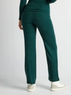 Pantalón Ancho Premamá De Punto De Canalé - VERDE -Zalaris Tienda pantalon ancho premama de punto de canale verde ajo65 3 frb3