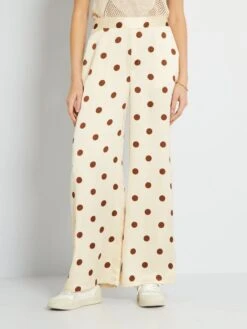 Pantalón Ancho Satinado - 2 Bolsillos - BEIGE