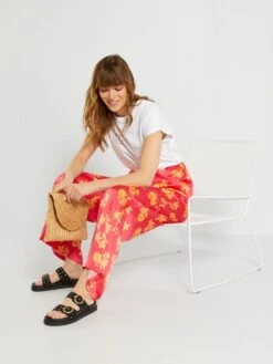 Pantalón Ancho Satinado - 2 Bolsillos - ROSA -Zalaris Tienda pantalon ancho satinado 2 bolsillos rosa zo128 8 frb2