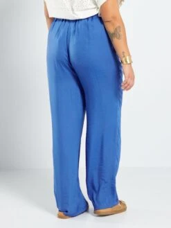 Pantalón Ancho Satinado - AZUL -Zalaris Tienda pantalon ancho satinado azul add26 1 frb3
