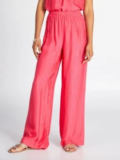 Pantalón Ancho Satinado - Rosa