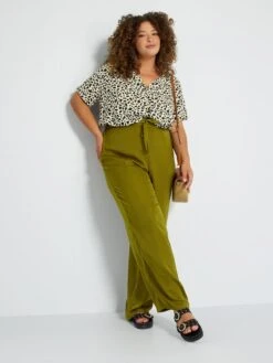 Pantalón Ancho Satinado - VERDE -Zalaris Tienda pantalon ancho satinado verde add26 2 frb2