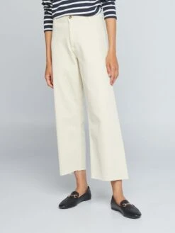 Pantalón Ancho Wide Leg Cropped - BEIGE