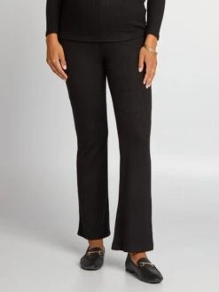 Pantalón Bootcut Premamá De Punto De Canalé - Negro -Zalaris Tienda pantalon bootcut premama de punto de canale negro ajo67 1 frb2