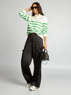 Pantalón Cargo Satinado - Negro