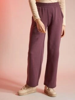 Pantalón De Jogging Wide Leg - Ciruela Oscuro