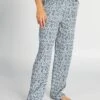Pantalón De Pijama Vaporoso Con Estampado - AZUL -Zalaris Tienda pantalon de pijama vaporoso con estampado azul amn89 2 frb1