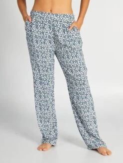 Pantalón De Pijama Vaporoso Con Estampado - AZUL -Zalaris Tienda pantalon de pijama vaporoso con estampado azul amn89 2 frb4