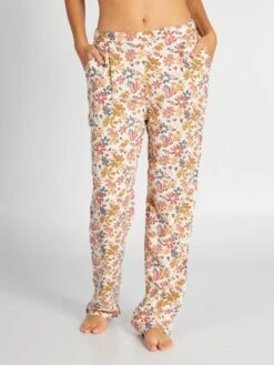 Pantalón De Pijama Vaporoso Con Estampado - BEIGE
