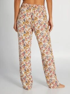 Pantalón De Pijama Vaporoso Con Estampado - BEIGE -Zalaris Tienda pantalon de pijama vaporoso con estampado beige amn89 3 frb3
