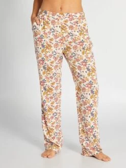 Pantalón De Pijama Vaporoso Con Estampado - BEIGE -Zalaris Tienda pantalon de pijama vaporoso con estampado beige amn89 3 frb4