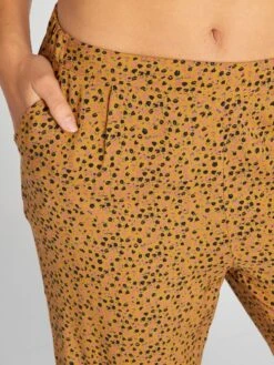Pantalón De Pijama Vaporoso Con Estampado - MARRON -Zalaris Tienda pantalon de pijama vaporoso con estampado marron amn89 4 frb4
