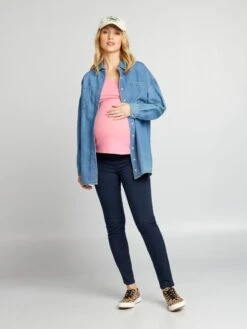 Pantalón De Punto Elástico Tipo Jegging - Azul -Zalaris Tienda pantalon de punto elastico tipo jegging azul zm180 1 frb2