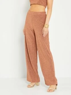 Pantalón De Talle Alto De Punto Irisado - COBRE -Zalaris Tienda pantalon de talle alto de punto irisado cobre asw01 1 frb2