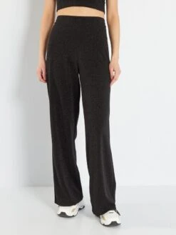 Pantalón De Talle Alto De Punto Irisado - NEGRO -Zalaris Tienda pantalon de talle alto de punto irisado negro asw01 2 frb4