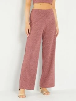 Pantalón De Talle Alto De Punto Irisado - ROSA