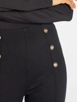 Pantalón De Tiro Alto Con Botones De Fantasía - Negro -Zalaris Tienda pantalon de tiro alto con botones de fantasia negro ajj51 2 frb5