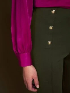 Pantalón De Tiro Alto Con Botones De Fantasía - Verde -Zalaris Tienda pantalon de tiro alto con botones de fantasia verde ajj51 1 frb4