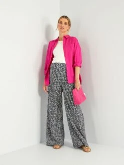 Pantalón Estampado De Punto Gofrado Premamá - FLOR AZUL