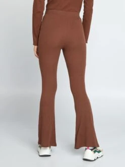 Pantalón Flare De Punto De Canalé - CHOCOLATE_ -Zalaris Tienda pantalon flare de punto de canale chocolate ael86 3 frb3