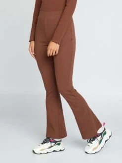 Pantalón Flare De Punto De Canalé - CHOCOLATE_ -Zalaris Tienda pantalon flare de punto de canale chocolate ael86 3 frb4