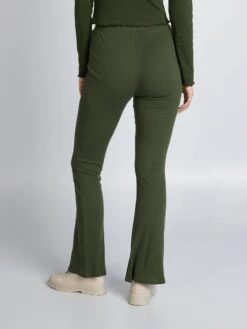 Pantalón Flare De Punto De Canalé - KOMU VERDE -Zalaris Tienda pantalon flare de punto de canale komu verde ael86 5 frb4